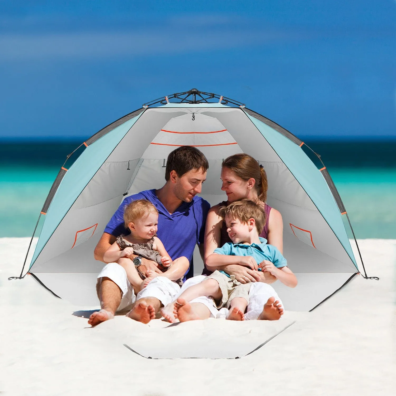 3-4 Person Luxury Beach Tent with UPF 50  Rated Sun Protection