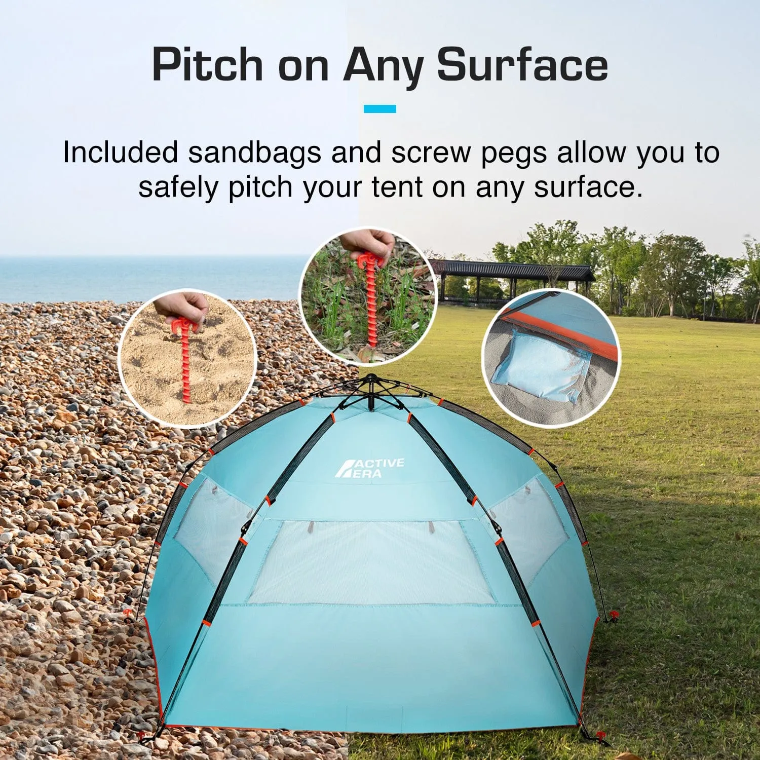 3-4 Person Luxury Beach Tent with UPF 50  Rated Sun Protection