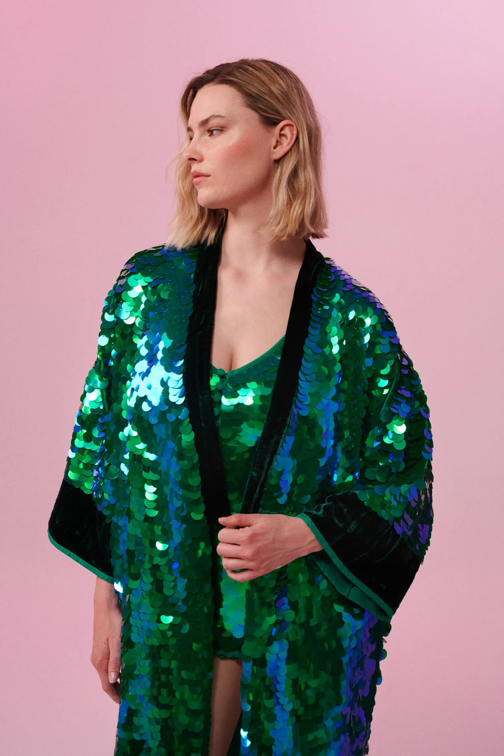 AGNES SEQUIN ROBE - EMERALD