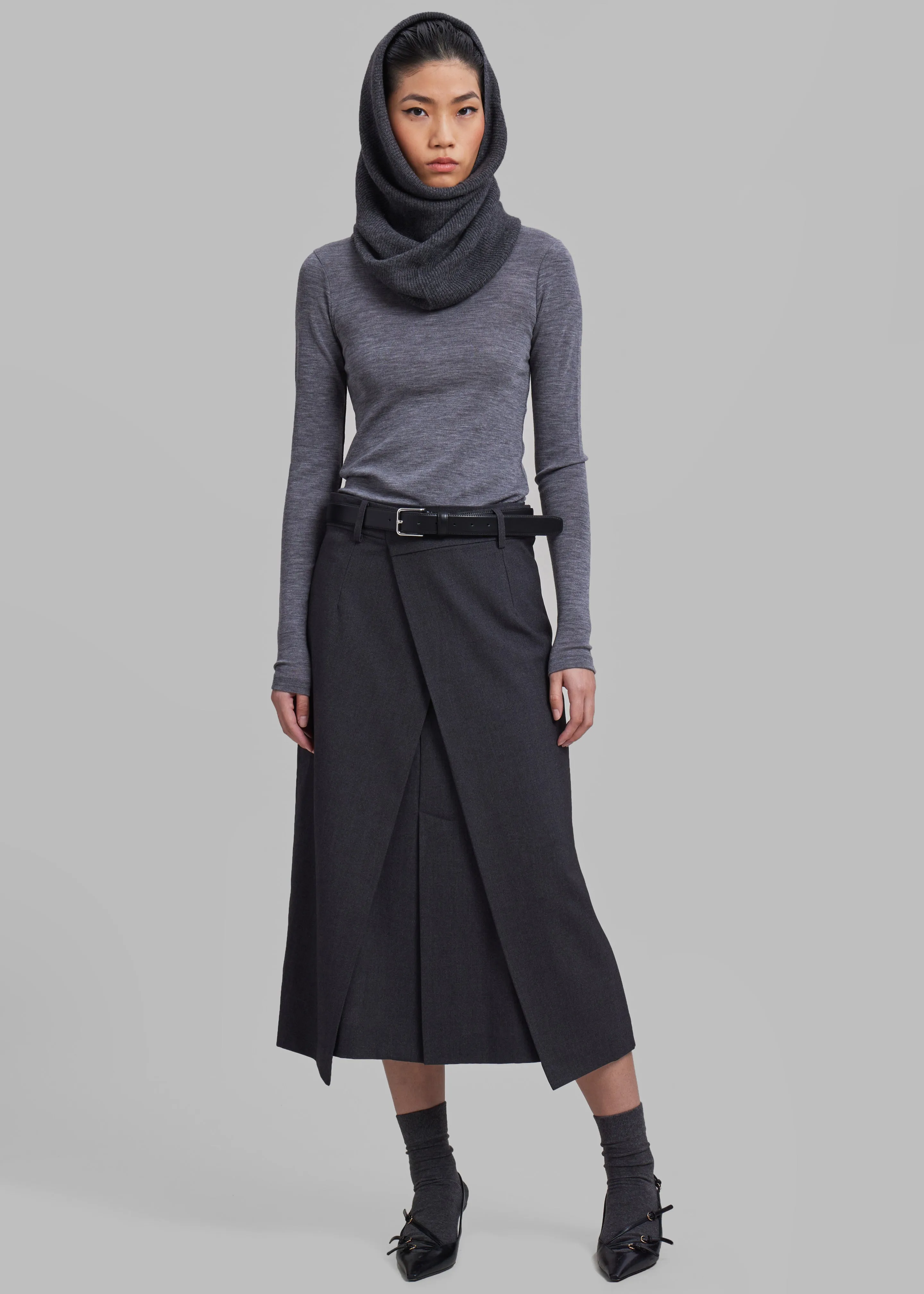 Andy Midi Wrap Skirt - Charcoal