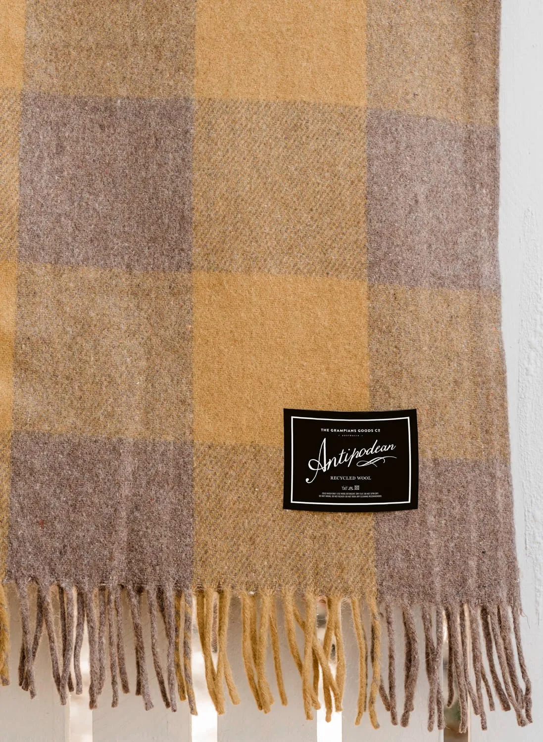 Antipodean Collection | Recycled Wool Check Blankets | Wattleseed