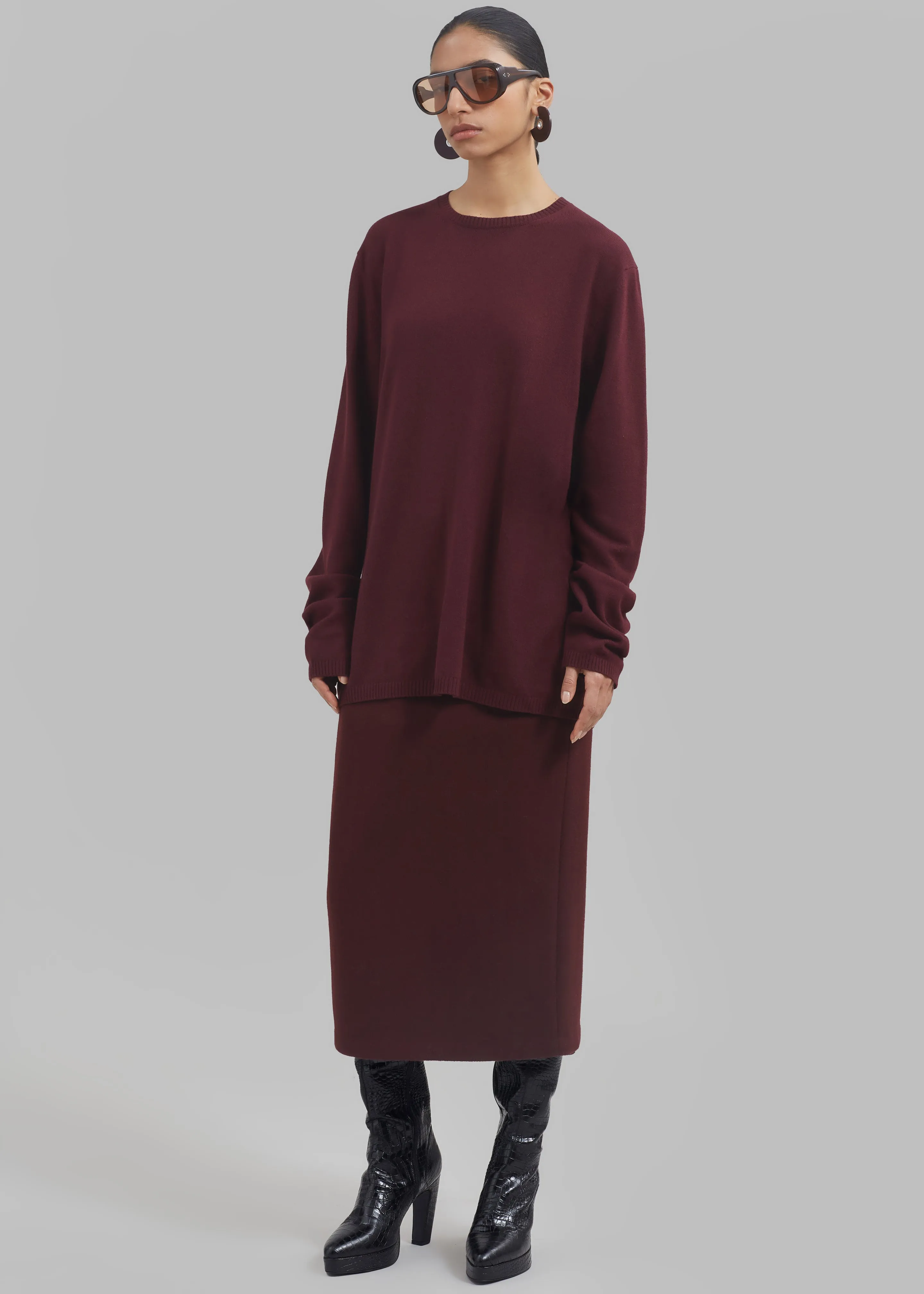 Arley Midi Skirt - Burgundy