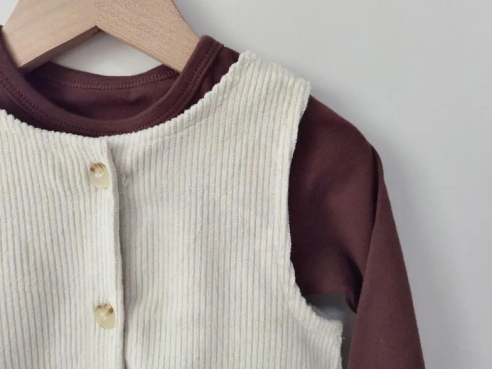 Autumn Winter Baby Boy Corduroy Vest Romper Wholesale Baby Clothes