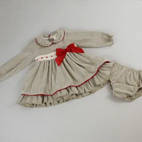 Baby Girls Beige Dress With Knickers