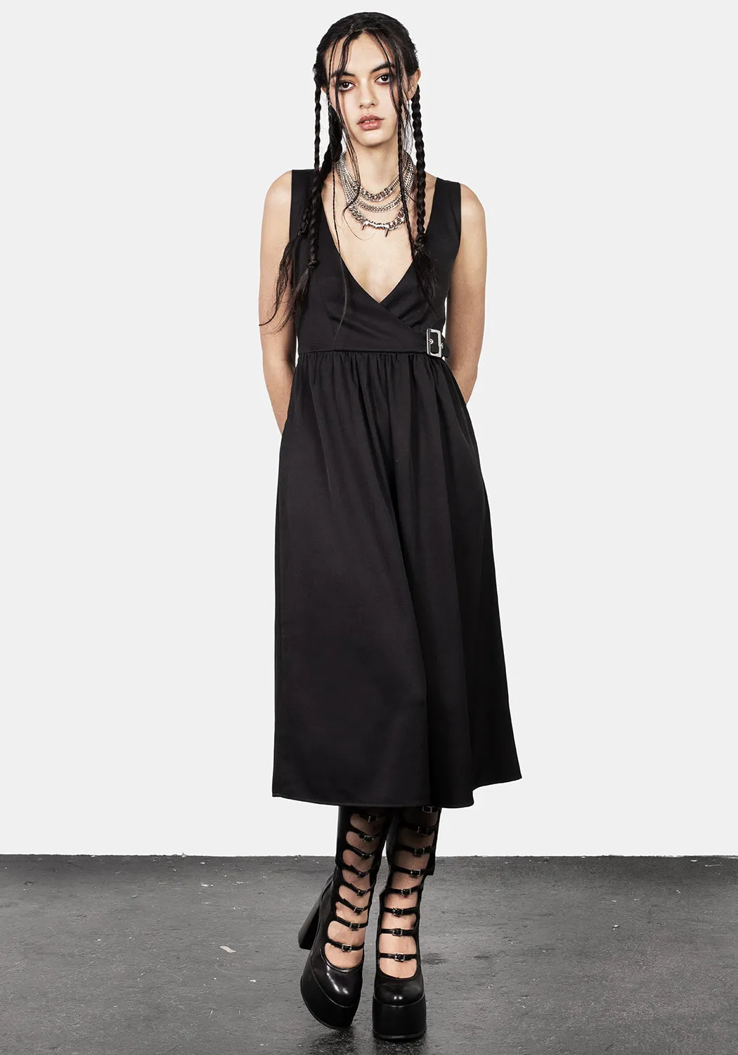 Belladonna Wrap Suspender Midi Dress