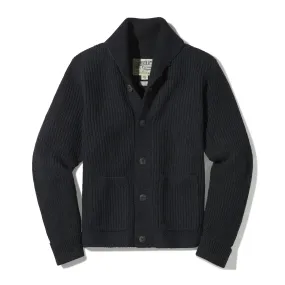 Belmont Plaited Shawl Cardigan - Black Charcoal