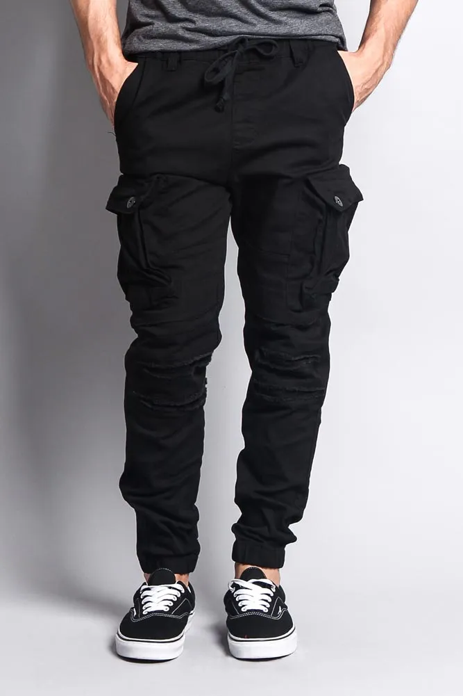 Big Cargo Jogger Pants With Distressed Knee