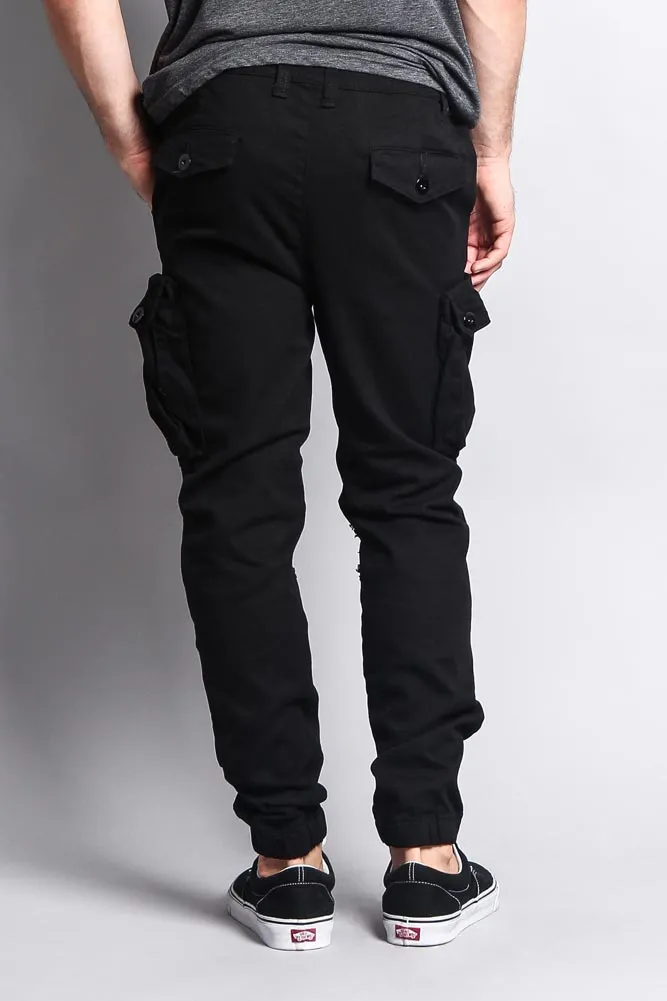 Big Cargo Jogger Pants With Distressed Knee