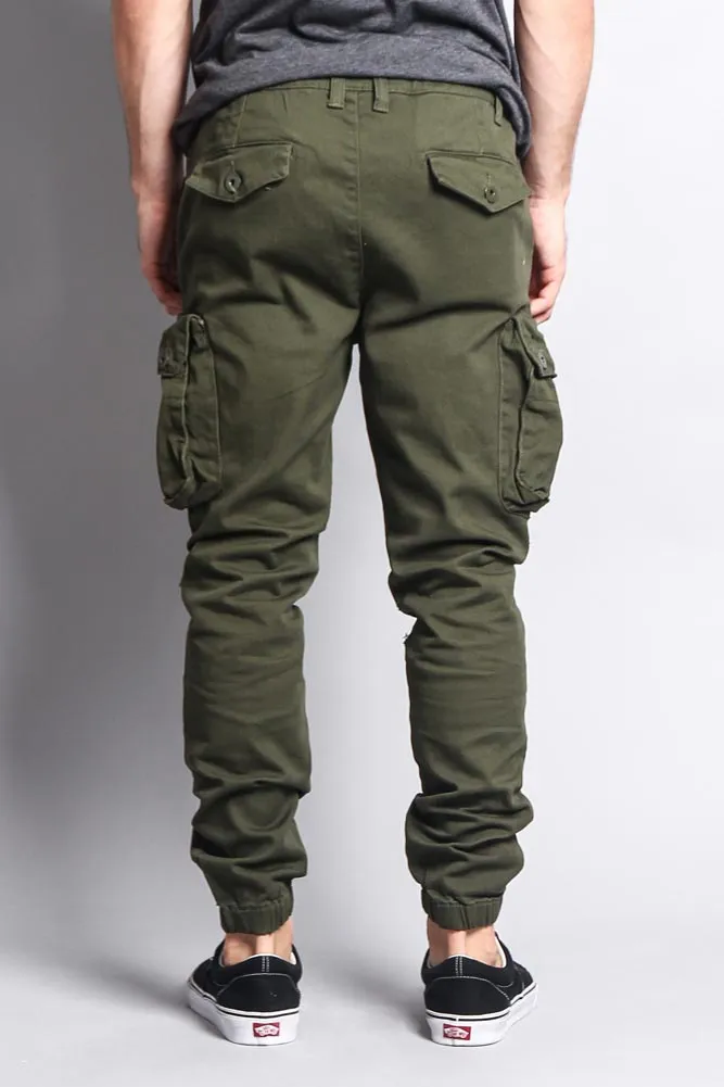 Big Cargo Jogger Pants With Distressed Knee