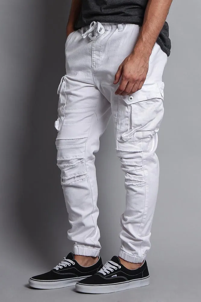 Big Cargo Jogger Pants With Distressed Knee