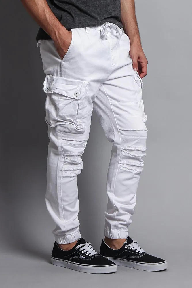 Big Cargo Jogger Pants With Distressed Knee