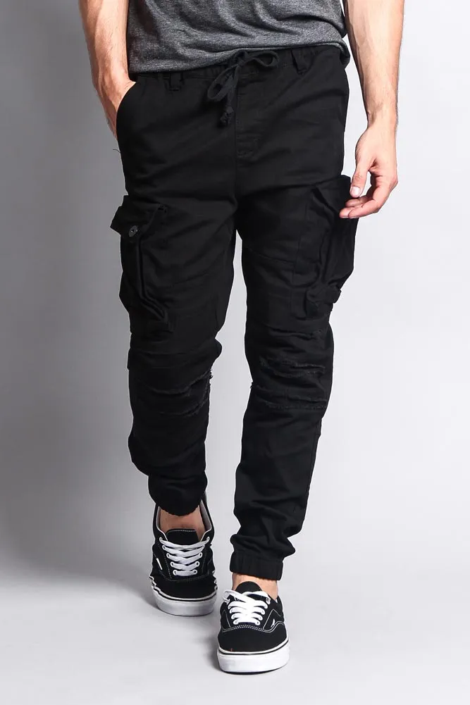 Big Cargo Jogger Pants With Distressed Knee