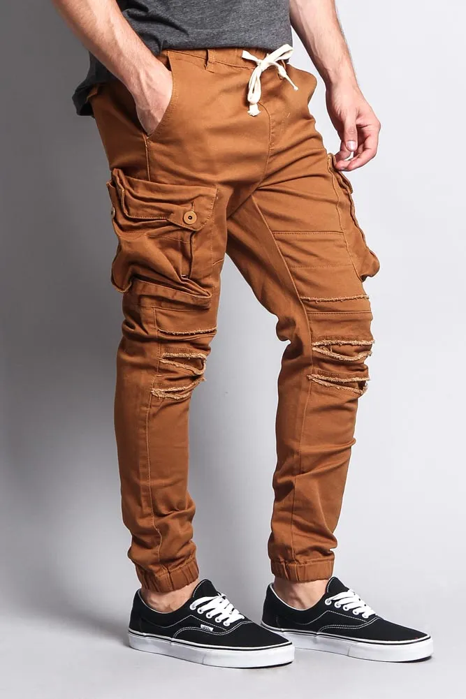 Big Cargo Jogger Pants With Distressed Knee