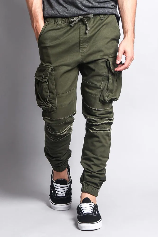 Big Cargo Jogger Pants With Distressed Knee