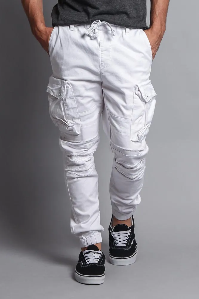 Big Cargo Jogger Pants With Distressed Knee