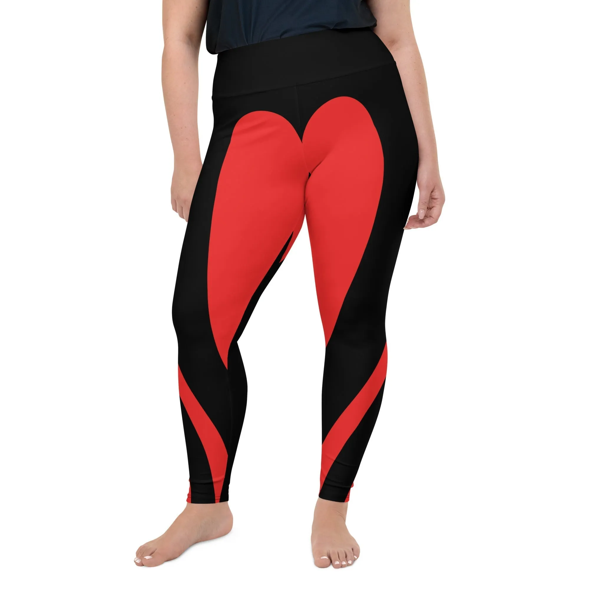 Black & Red Heart Shaped Plus Size Leggings