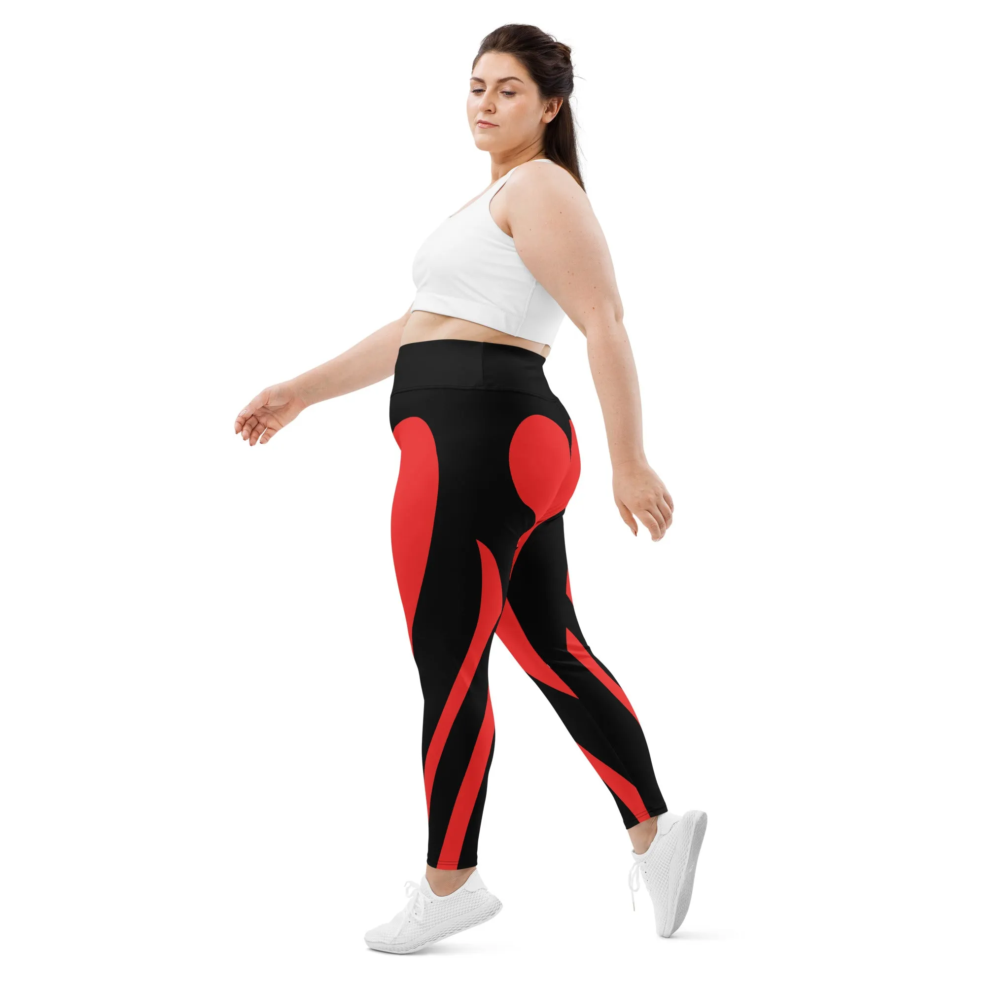 Black & Red Heart Shaped Plus Size Leggings