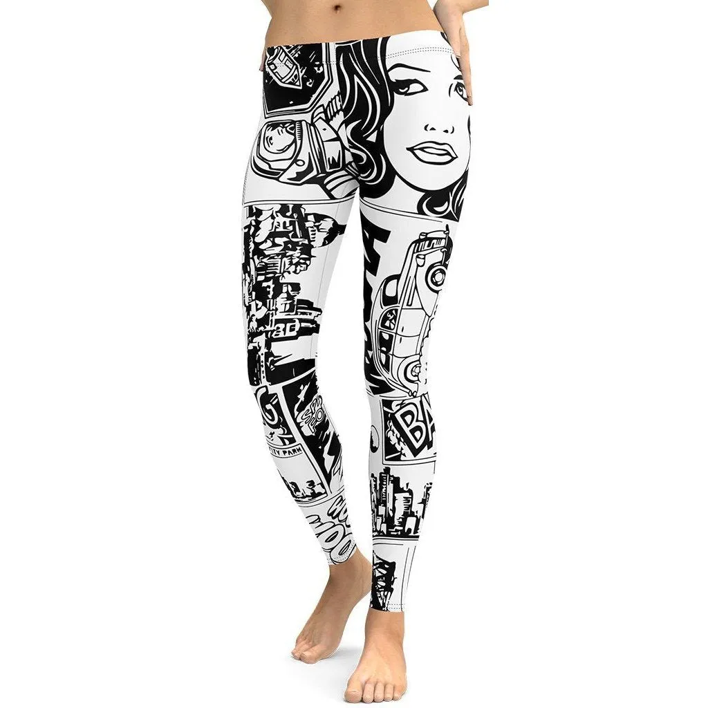 Black & White Comic Book Leggings