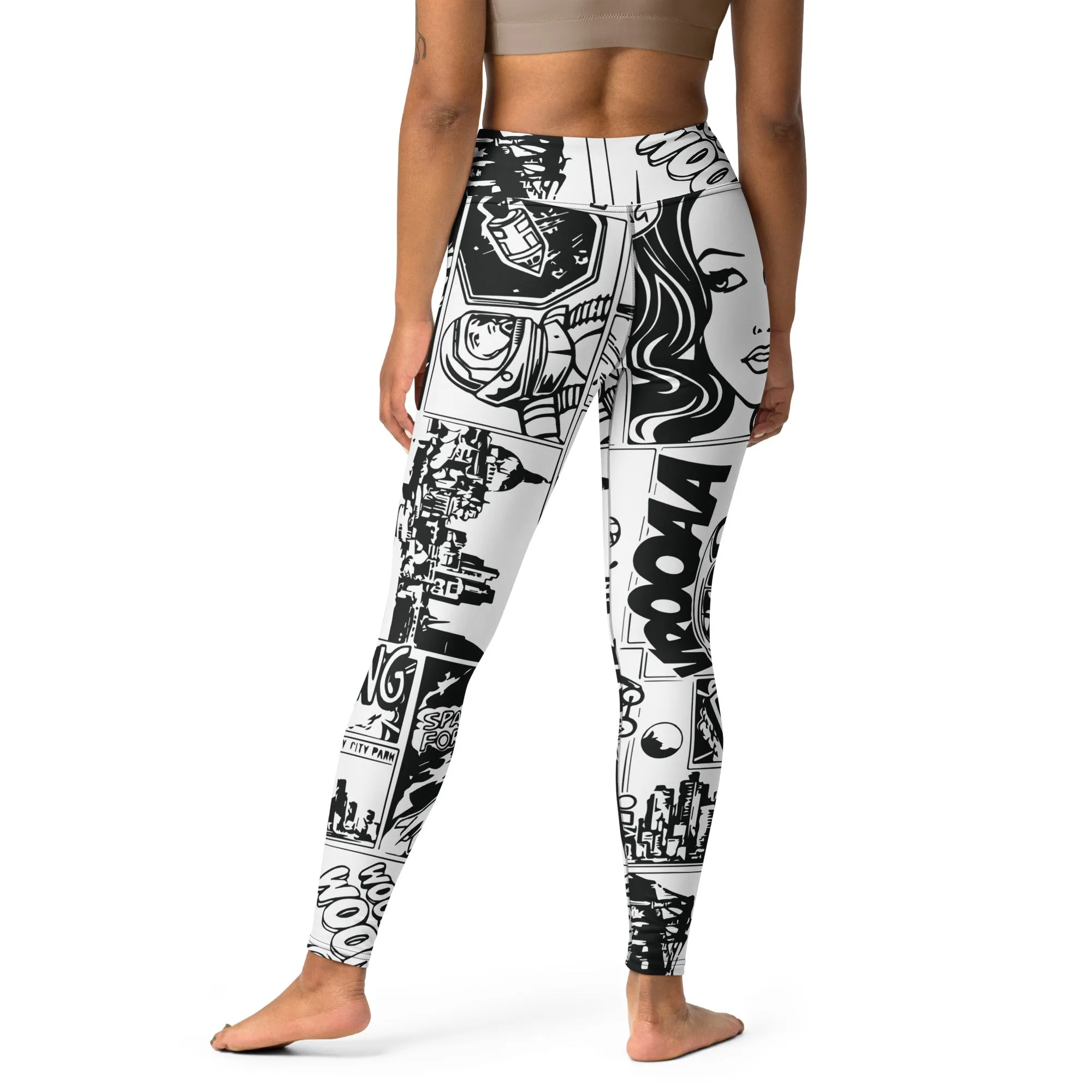 Black  & White Comic Book Yoga Leggings