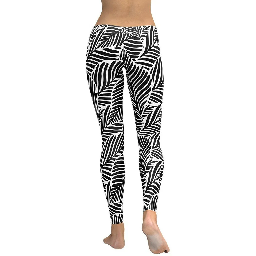 Black & White Leaves Leggings