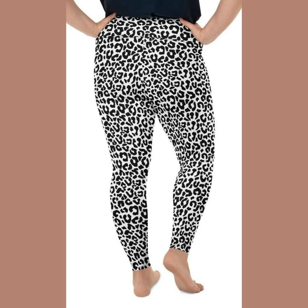 Black & White Leopard Plus Size Leggings