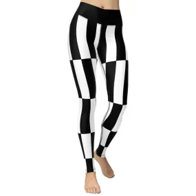 Black and White Optical Illusion Yoga Leggings