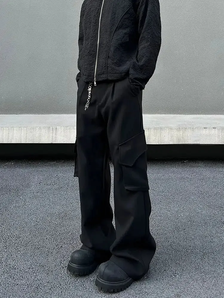 Black Wide-Leg Cargo Pants