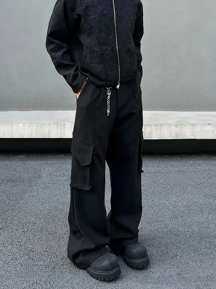 Black Wide-Leg Cargo Pants