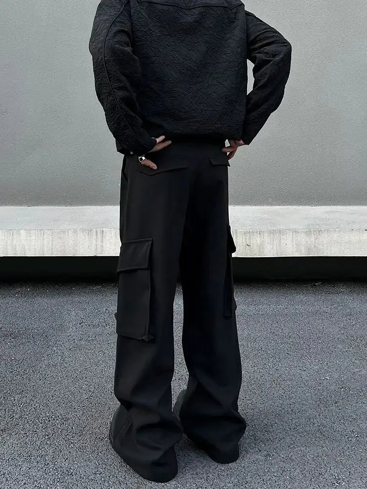 Black Wide-Leg Cargo Pants