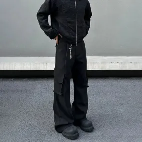 Black Wide-Leg Cargo Pants