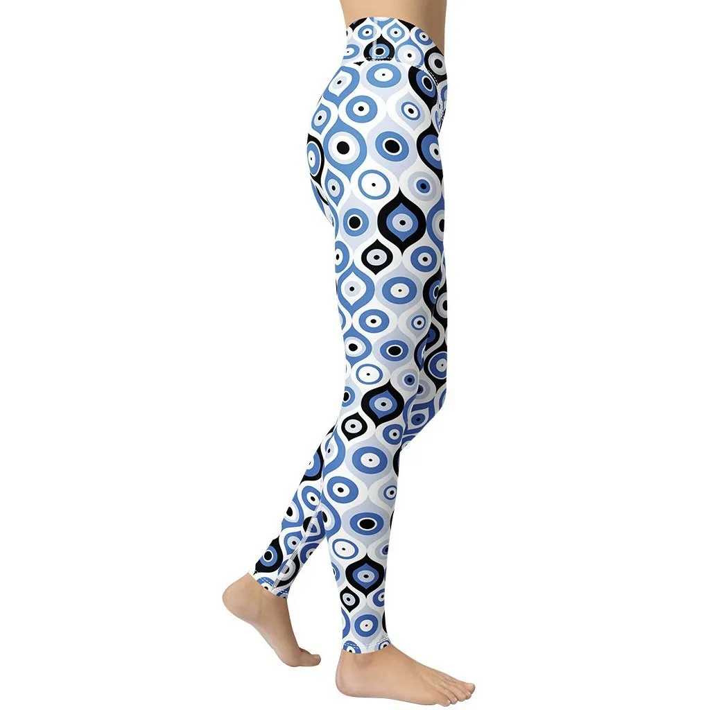 Blue Eye Pattern Yoga Leggings