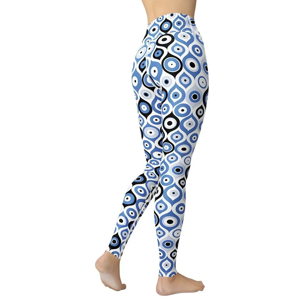 Blue Eye Pattern Yoga Leggings