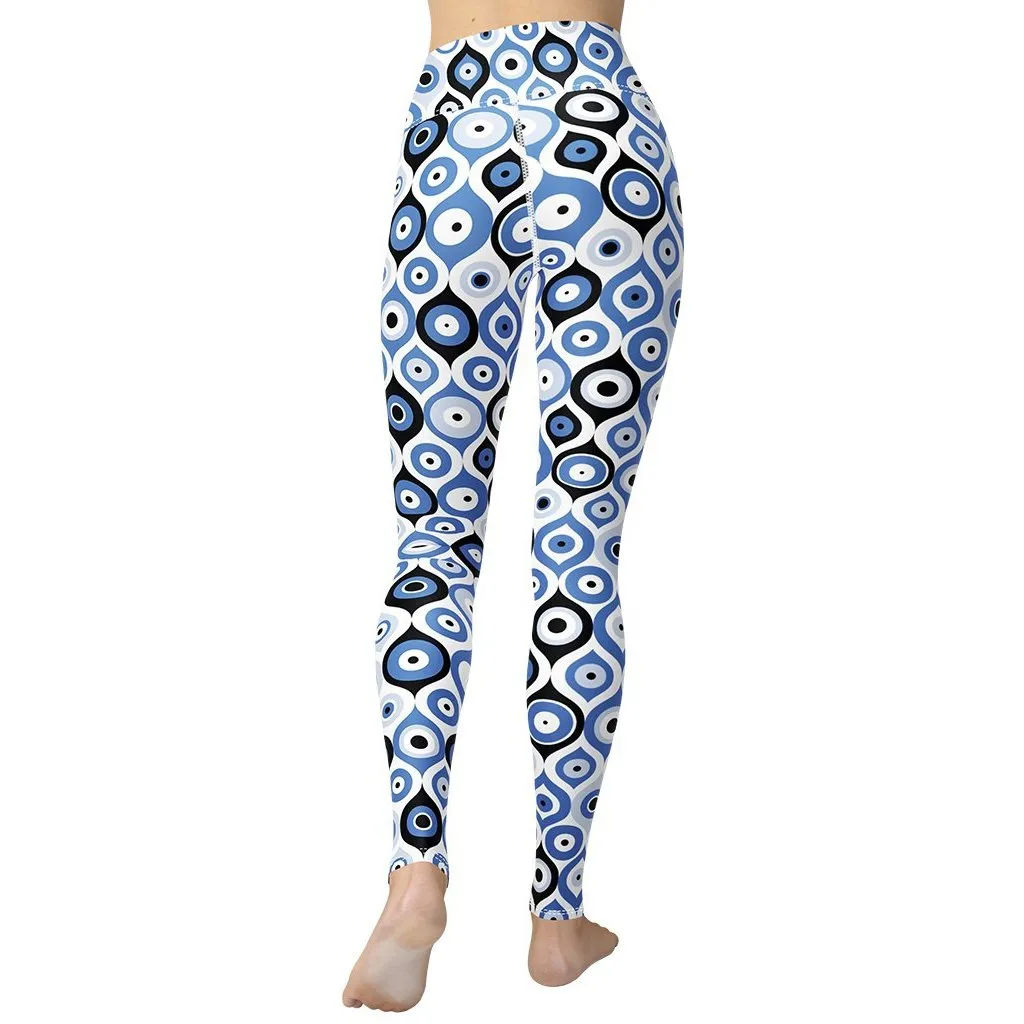 Blue Eye Pattern Yoga Leggings