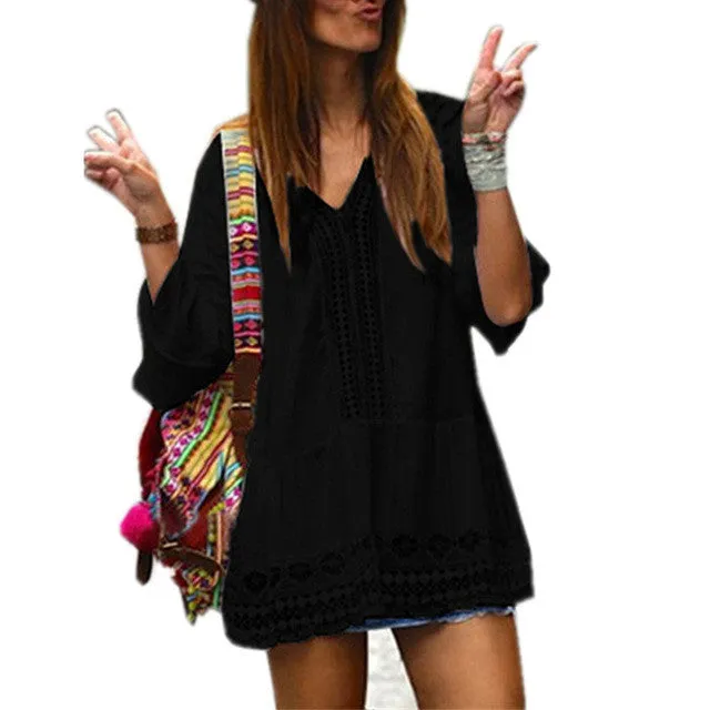 Bohemian Style Loose Mini Beach Dress