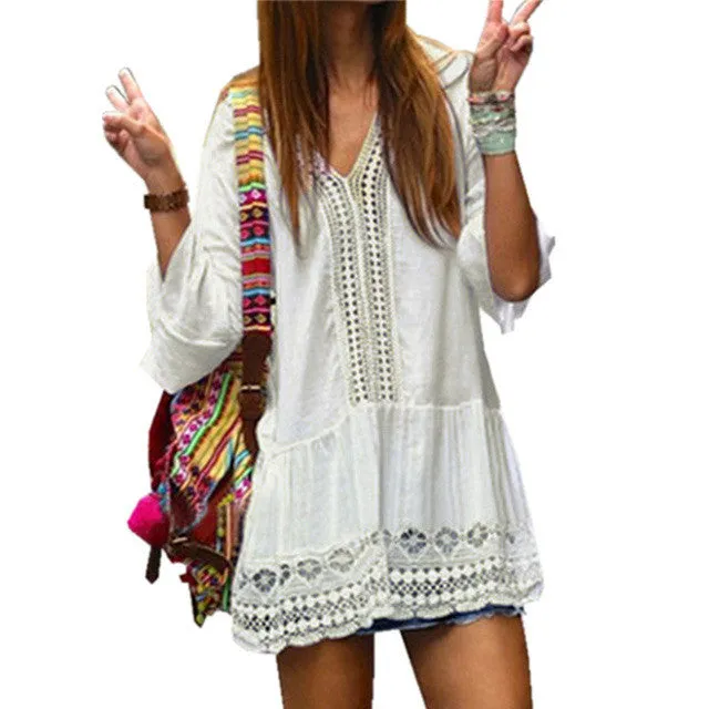 Bohemian Style Loose Mini Beach Dress