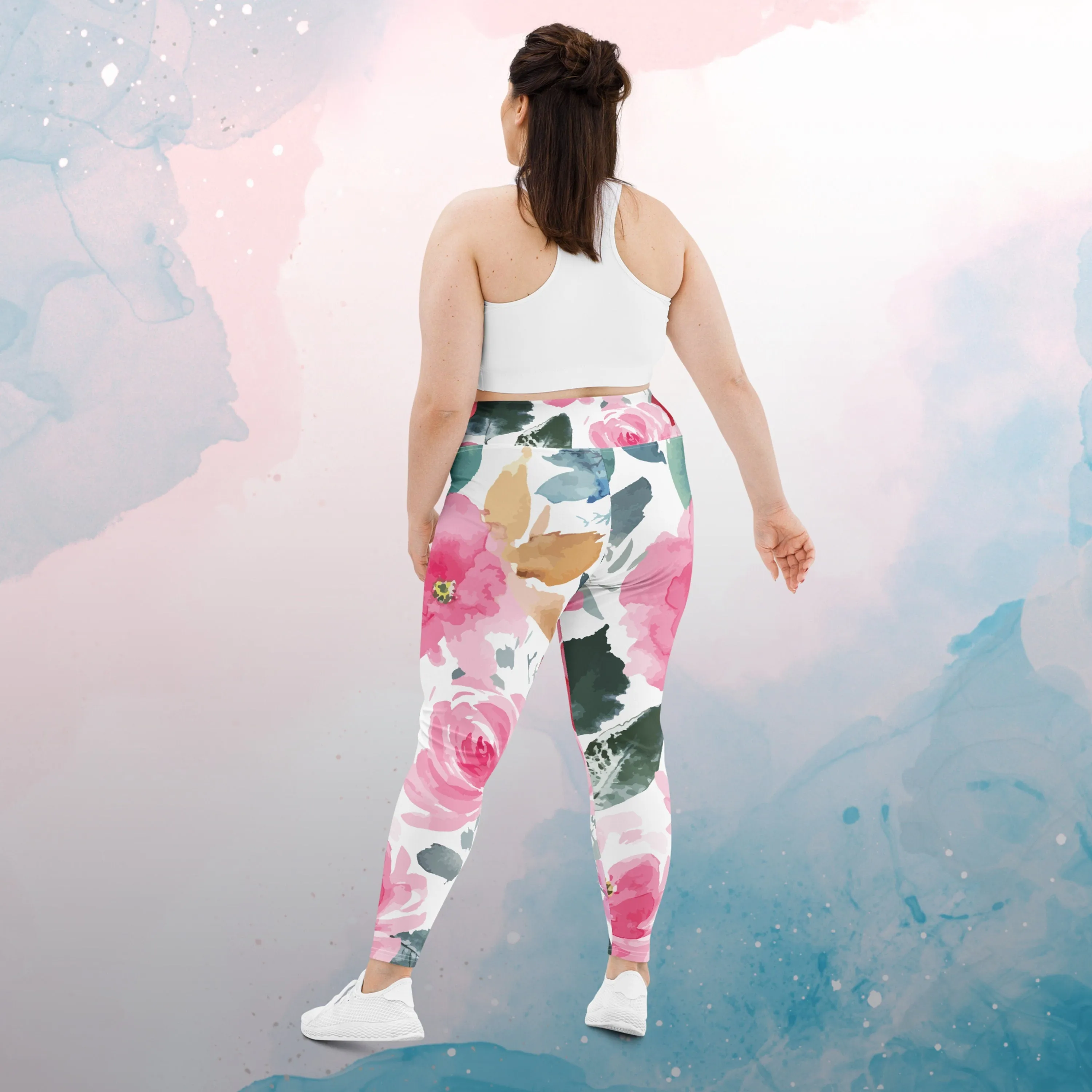 Bold Floral Pattern Womens Light Weight Plus Size Leggings