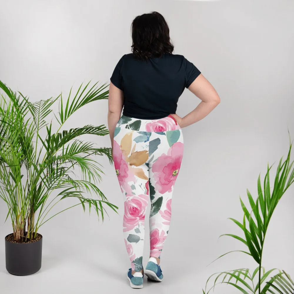 Bold Floral Pattern Womens Light Weight Plus Size Leggings