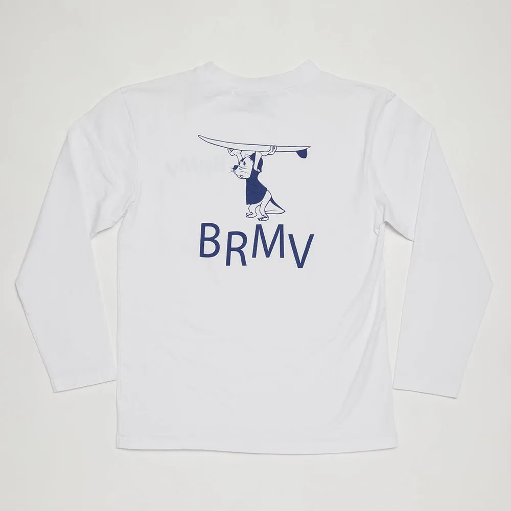 BRMV Mock Neck Long Sleeve Tee (White)