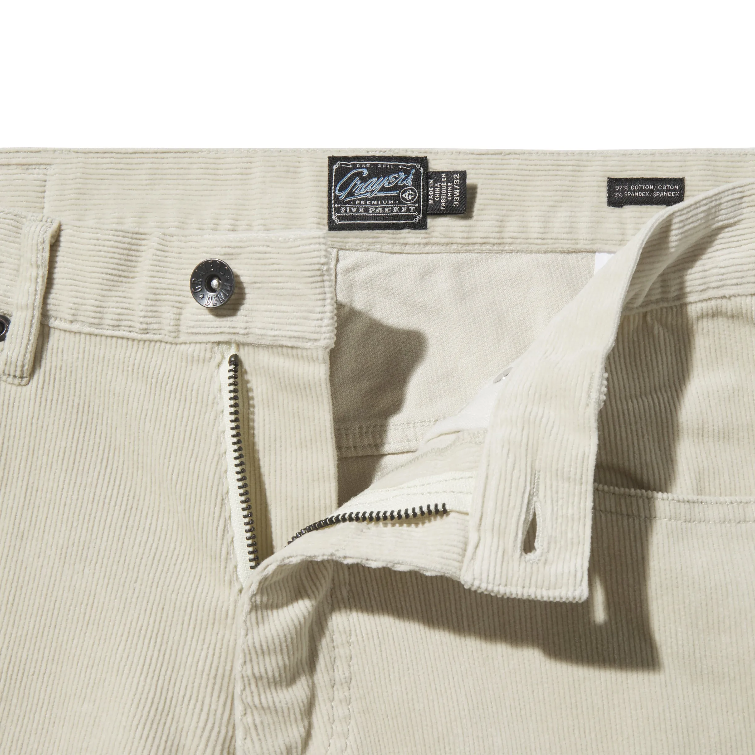 Burlington 5 Pocket Stretch Corduroy - Stone