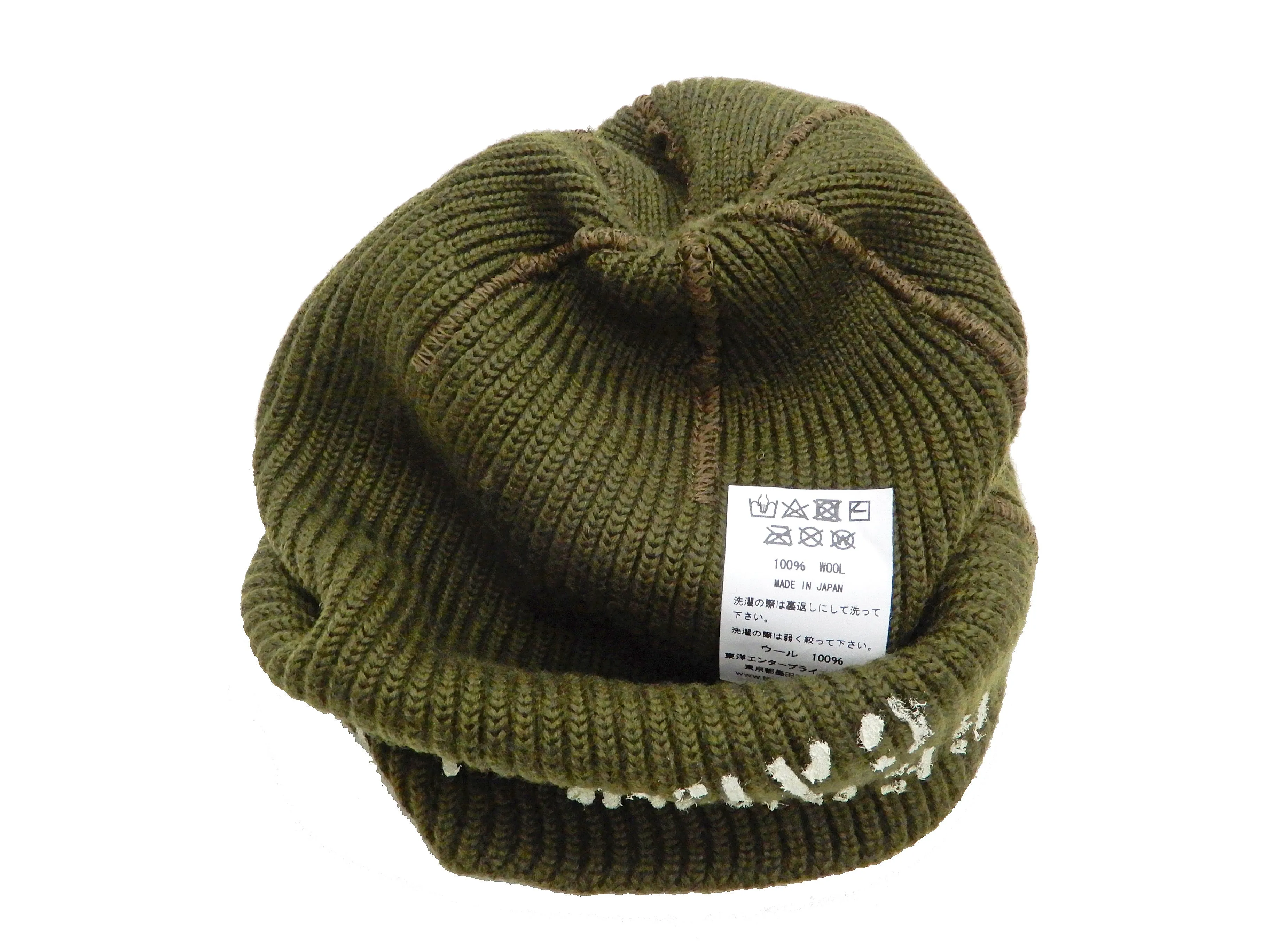 Buzz Rickson Knit Cap Men's Wool Winter Hat USAAF A-4 Mechanics Cap with Stencil BR02685 Olive