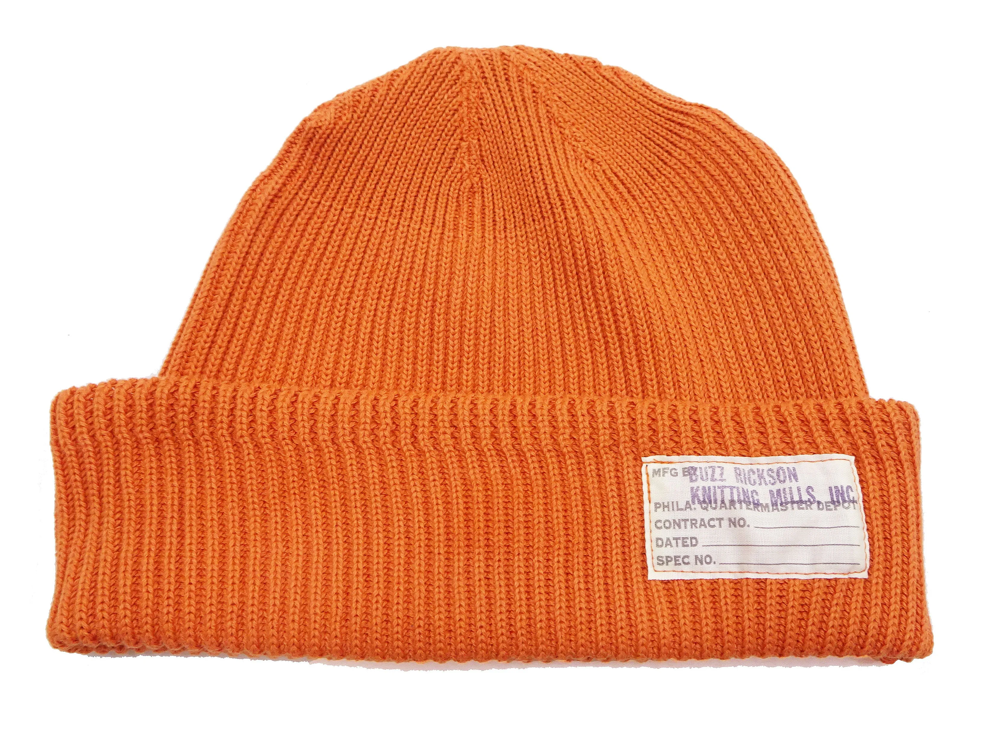 Buzz Rickson Watch Cap Men's Cotton Knit Hat WWII US Military Style Beanie BR02186 Orange