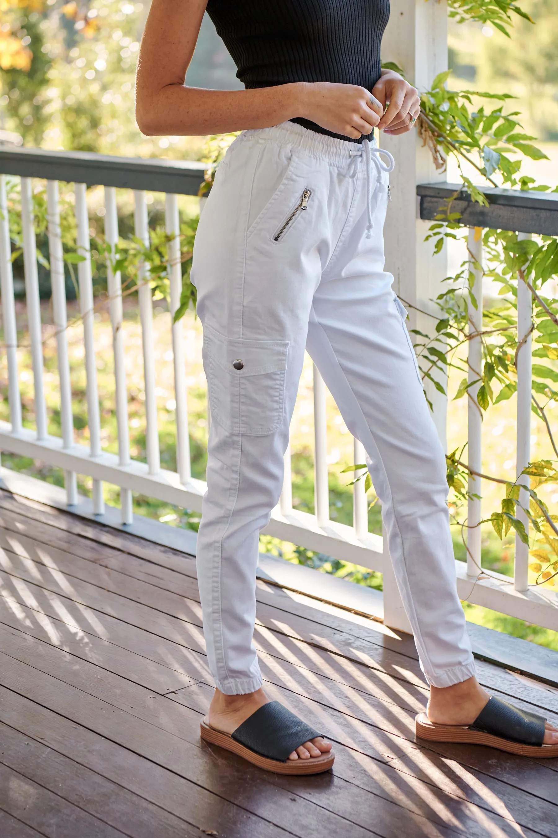 Cargo White Denim Jogger Pant