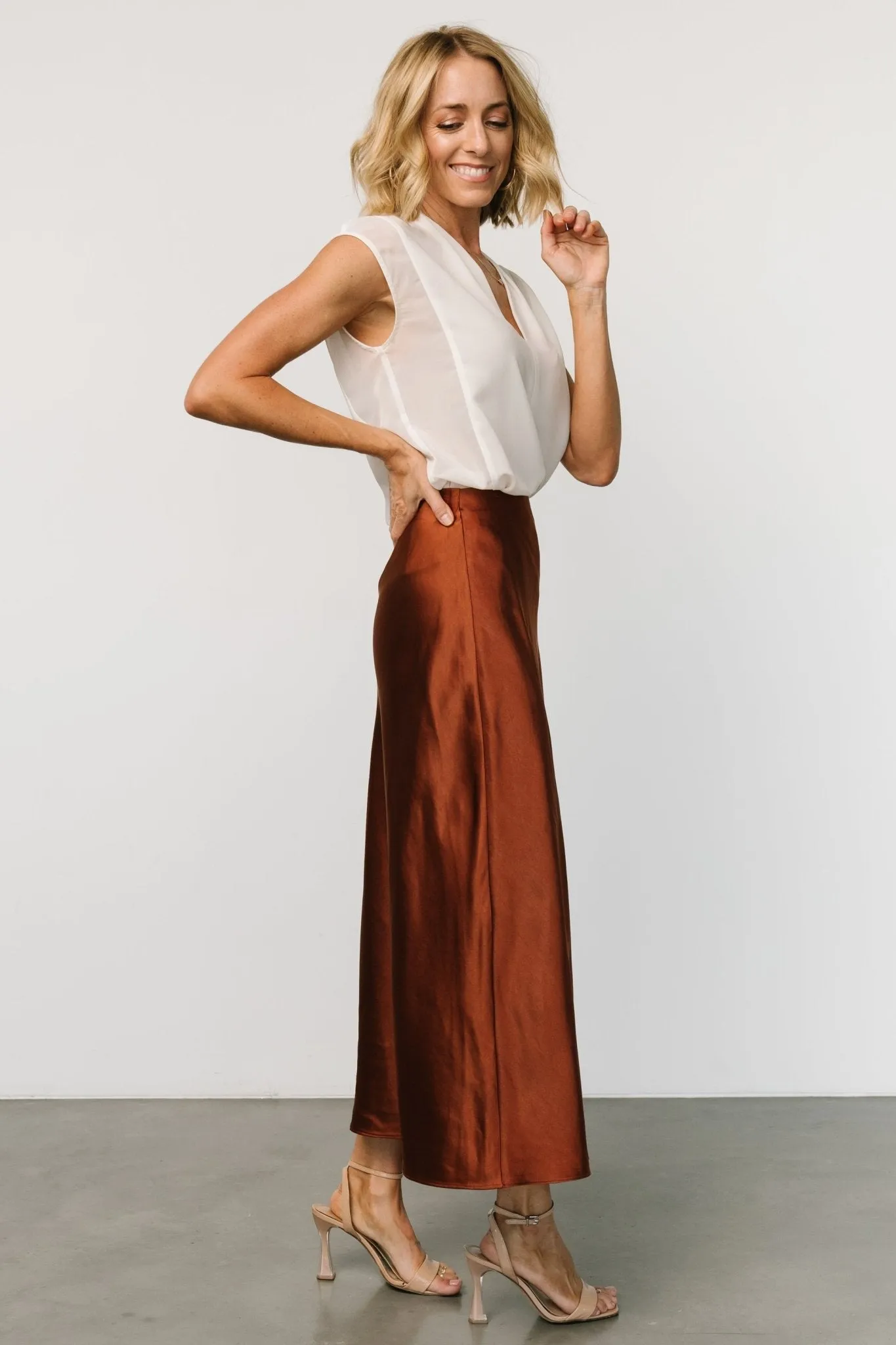 Celeste Satin Midi Skirt | Spice