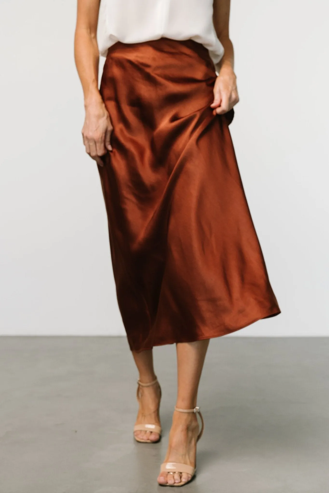 Celeste Satin Midi Skirt | Spice