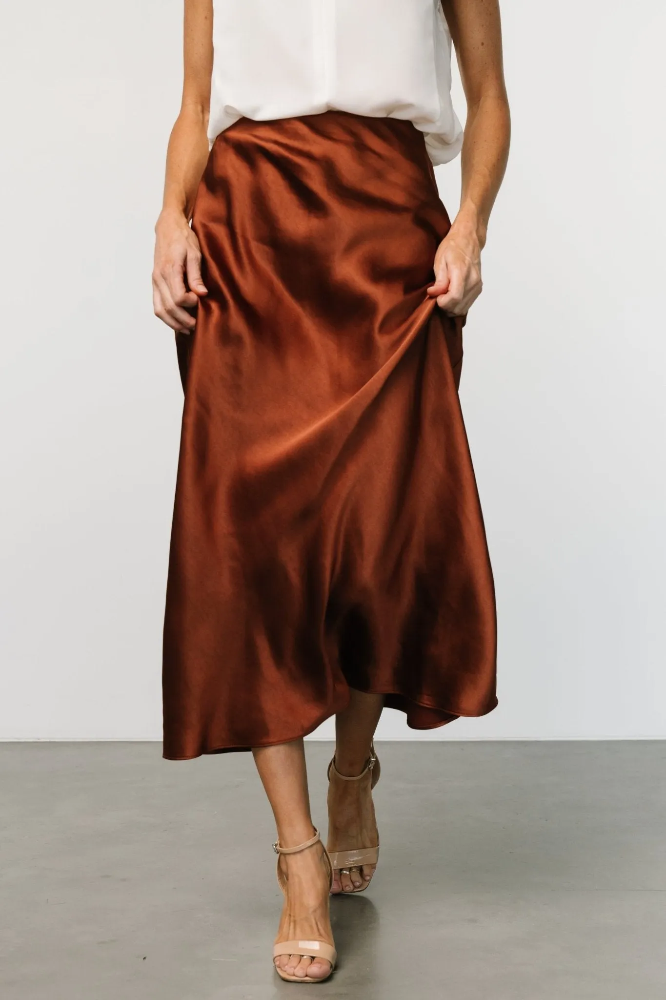 Celeste Satin Midi Skirt | Spice