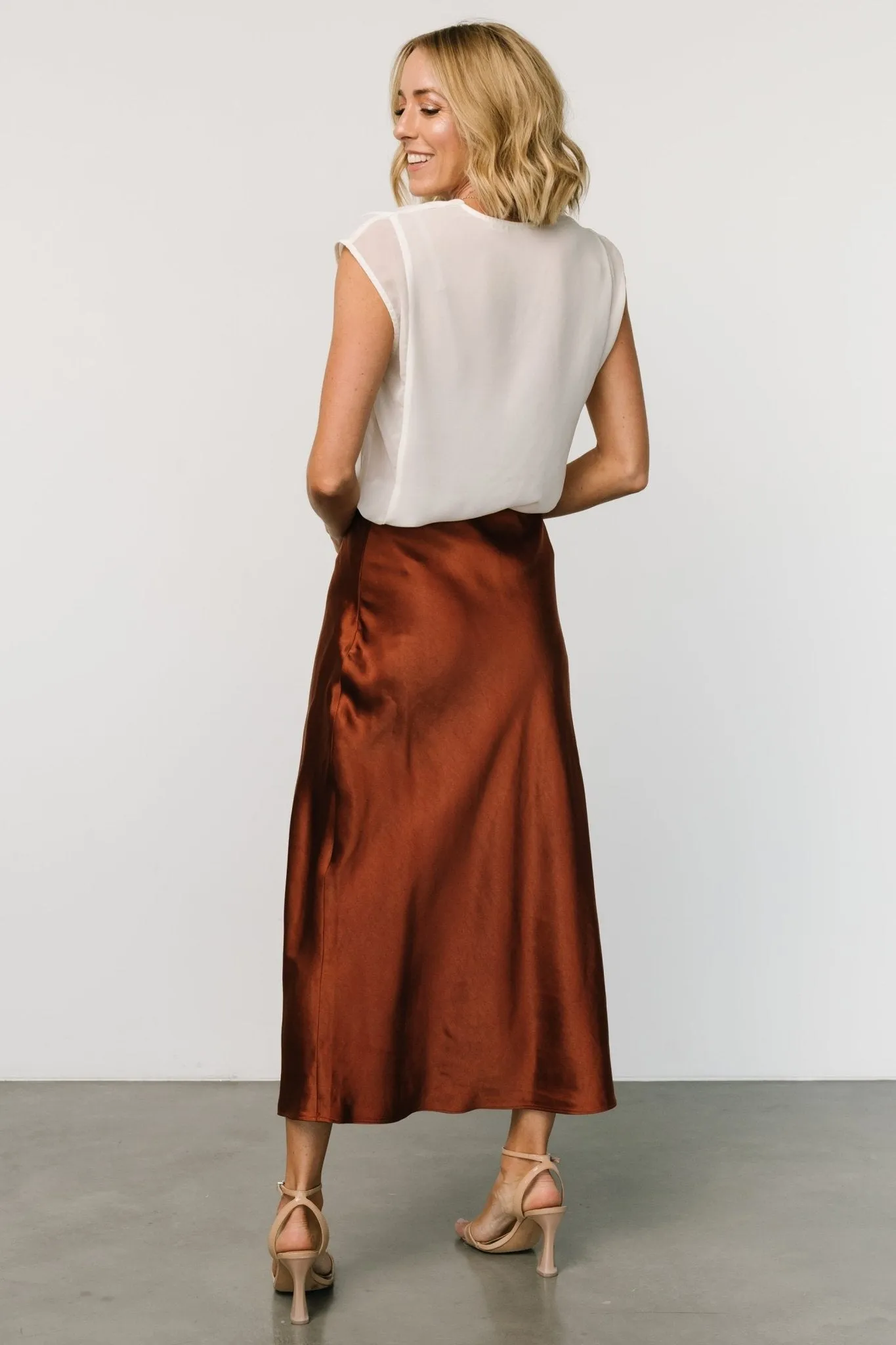 Celeste Satin Midi Skirt | Spice