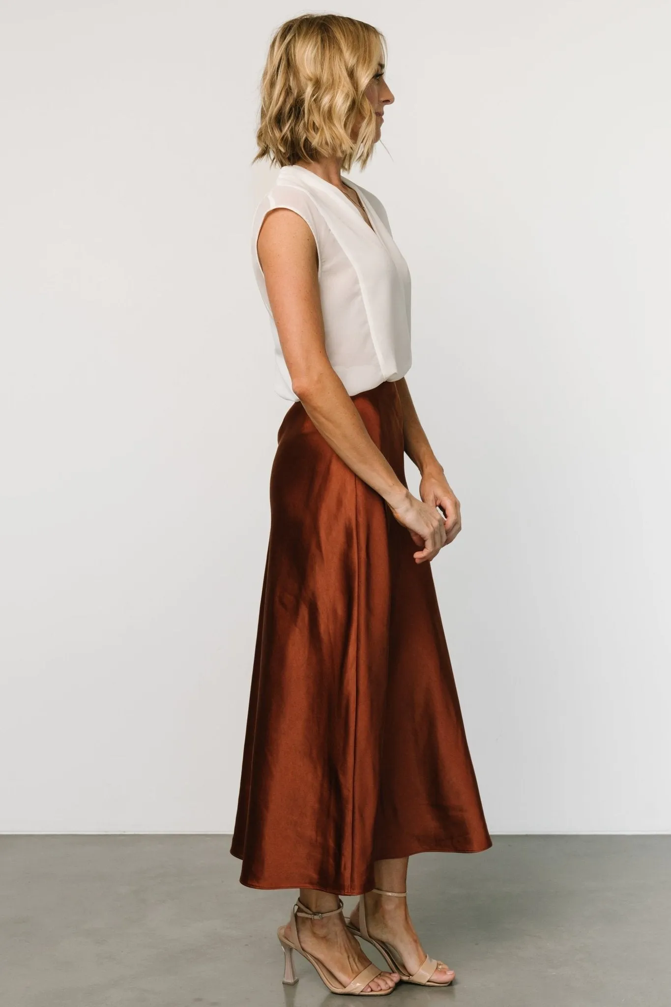 Celeste Satin Midi Skirt | Spice