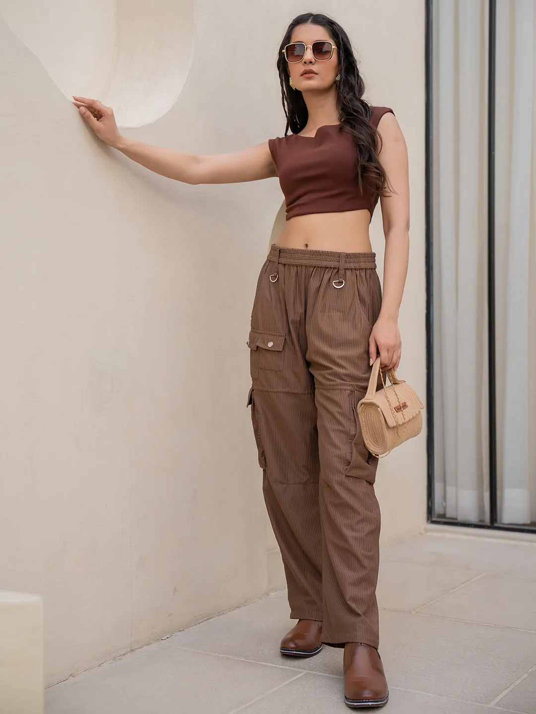 Corduroy Mocha Brown Cargo Pants