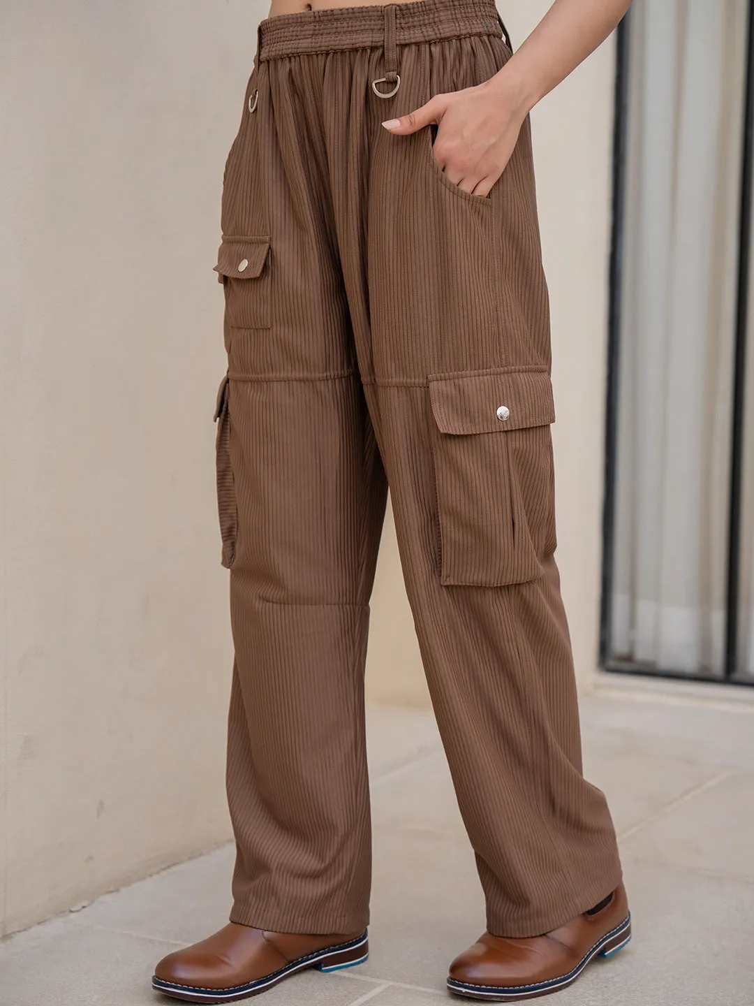 Corduroy Mocha Brown Cargo Pants