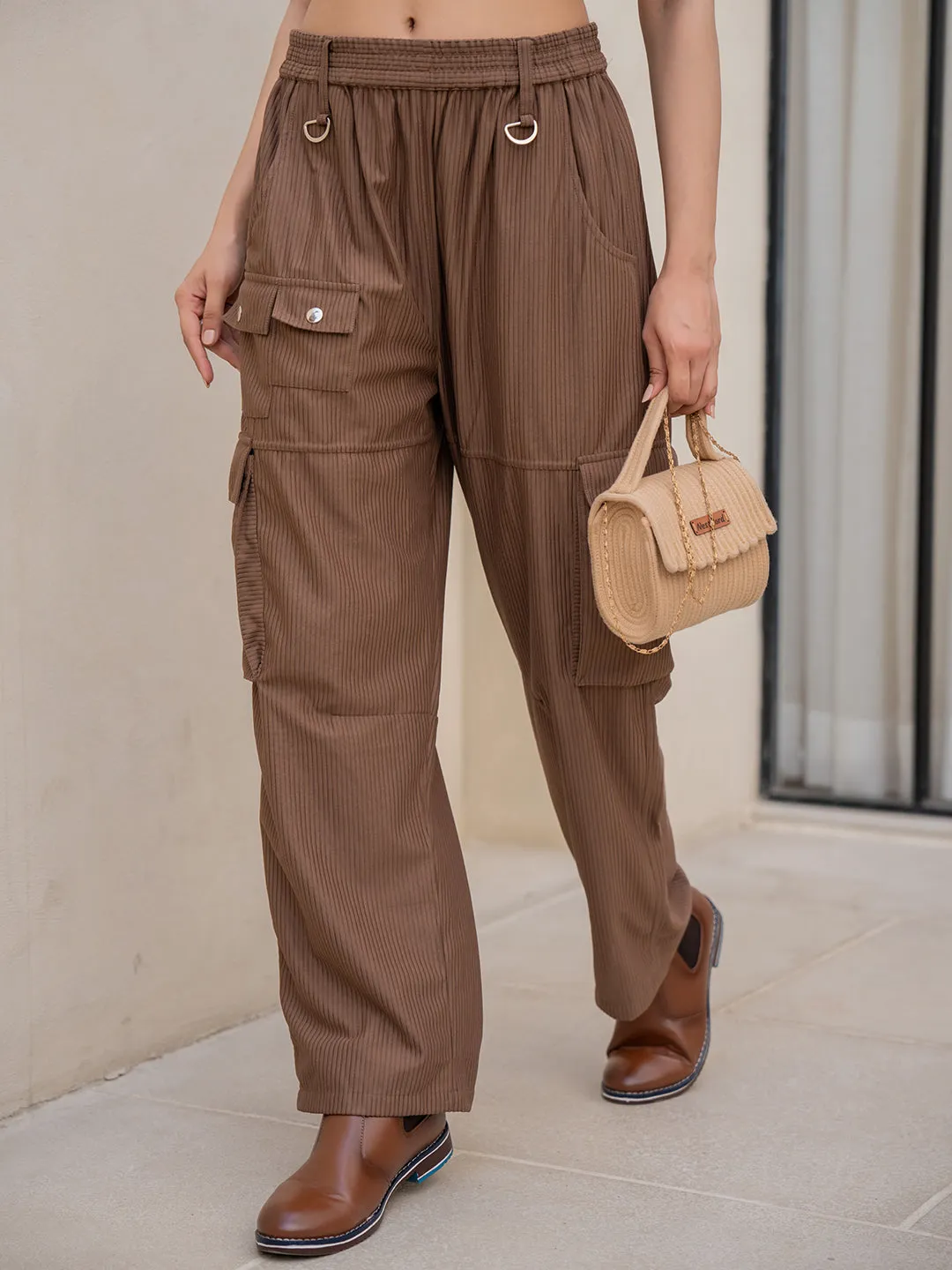 Corduroy Mocha Brown Cargo Pants